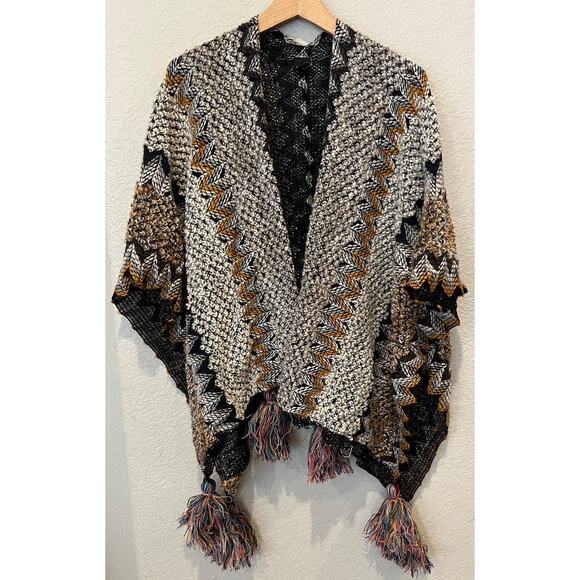 SAACHI Multi Chevron Knit Fringe Duster One Size - Picture 6 of 13
